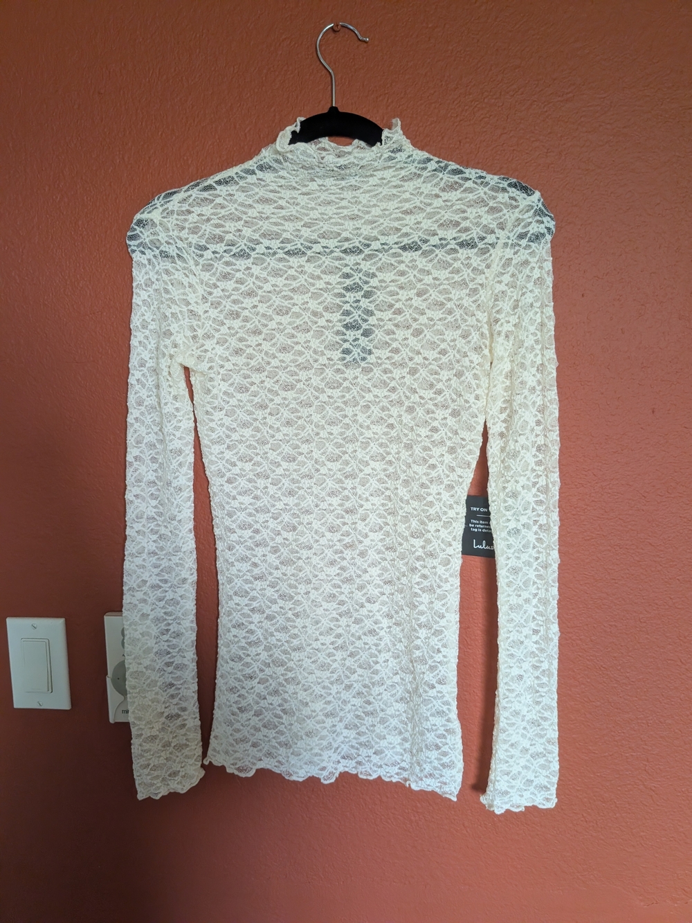 Lulus Lace Long Sleeve Top in White, Medium NWT